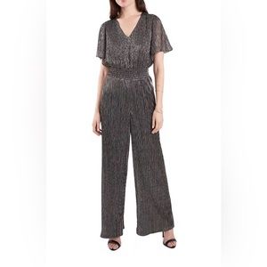 Metallic Smock Waist Jumpsuit